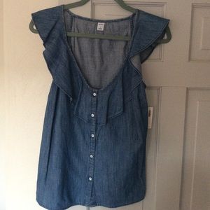 Old Navy Chambray Ruffle Top